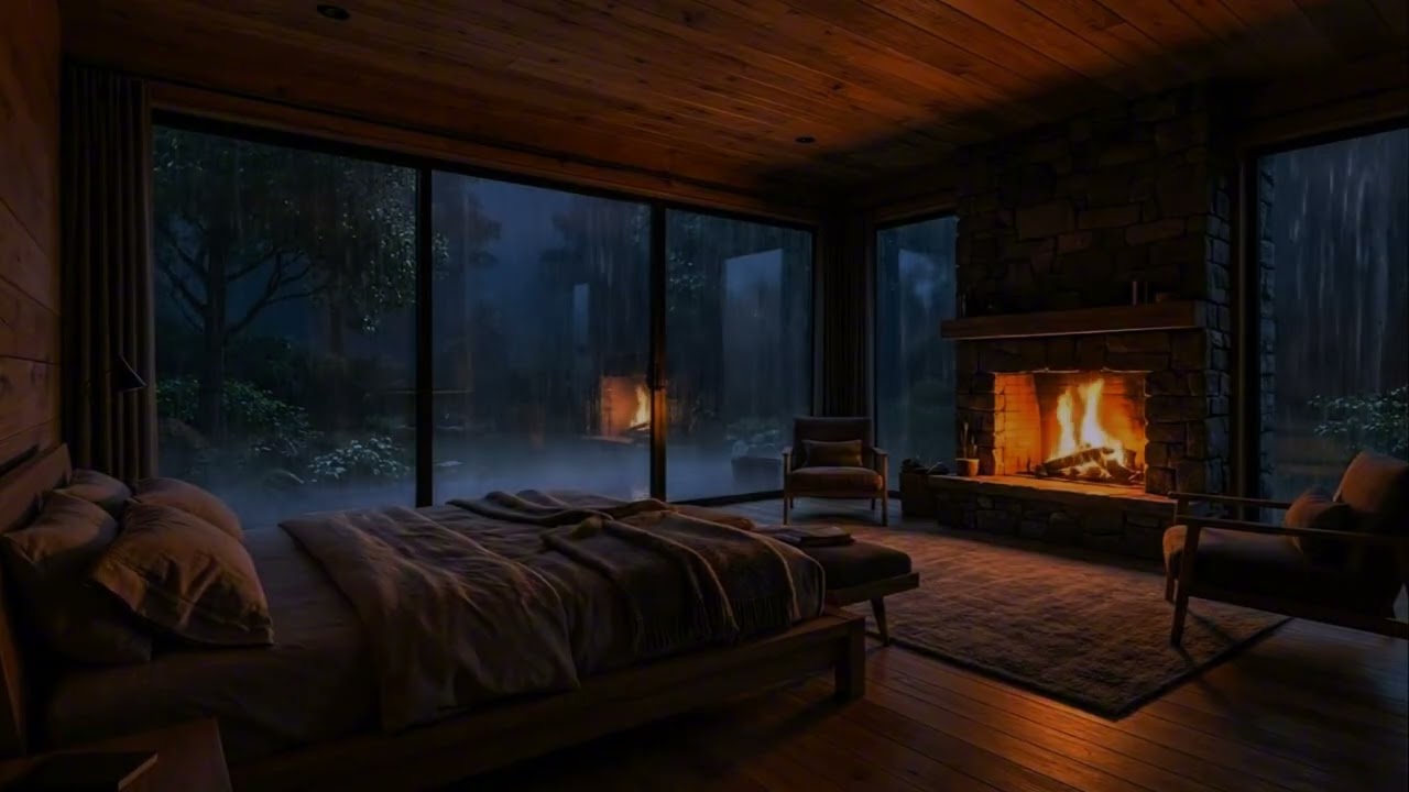 Best Rainfall by the Forest Cabin 🌧🌧 Relax and Fall Asleep Naturally #forest #relax #rain #sleep