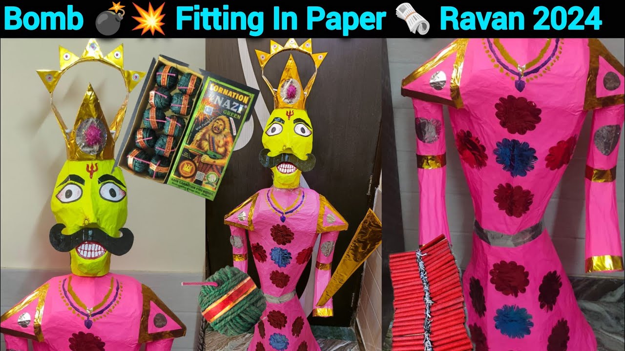 How to make Ravan at home | Newspaper Ravan Making Complete 2024 | Bomb Fitting In Ravan Part - 7 |