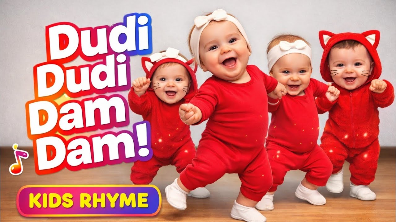 Dudi Dudi Dam Dam Dance 🐱👶 | Baby Dance Song | Kids Rhyme | Cute Babies in Red Dress