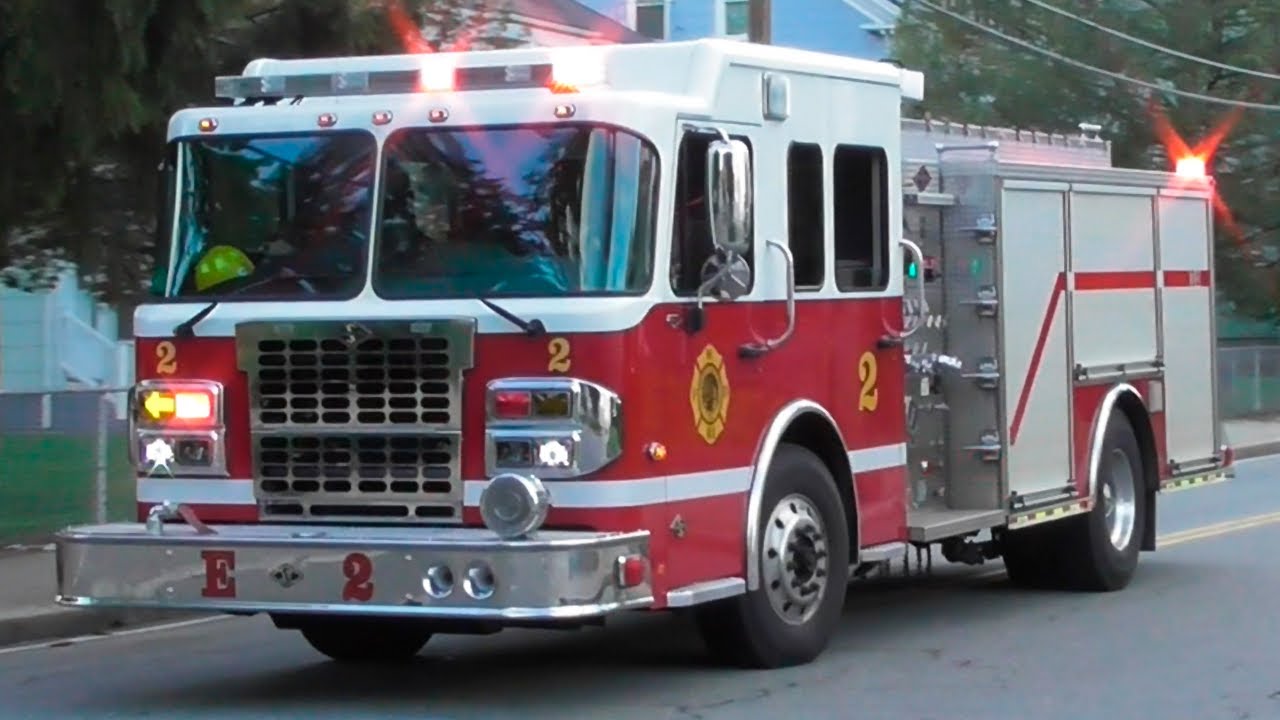 Fire Trucks Responding to a Working Fire in Woonsocket, RI
