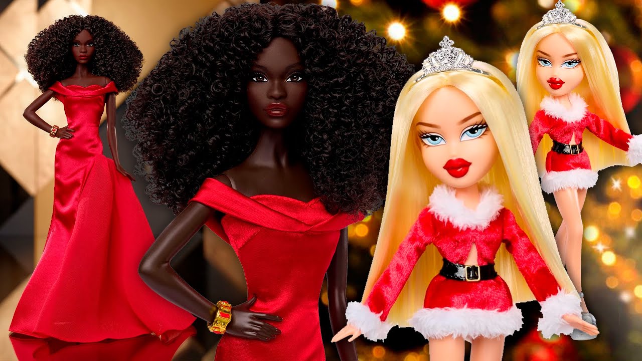 Black BARBIE 75th Anniversary + BRATZ Very Merry! TOTALMENTE diverse ma..