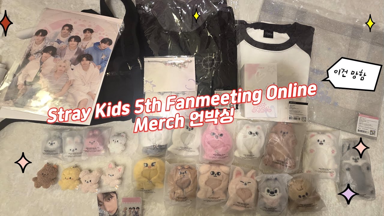 Stray Kids 5th Fan Meeting 5 Oclock Merch 첫번째 언박싱 / 100 % 만족은 안 된다 흑