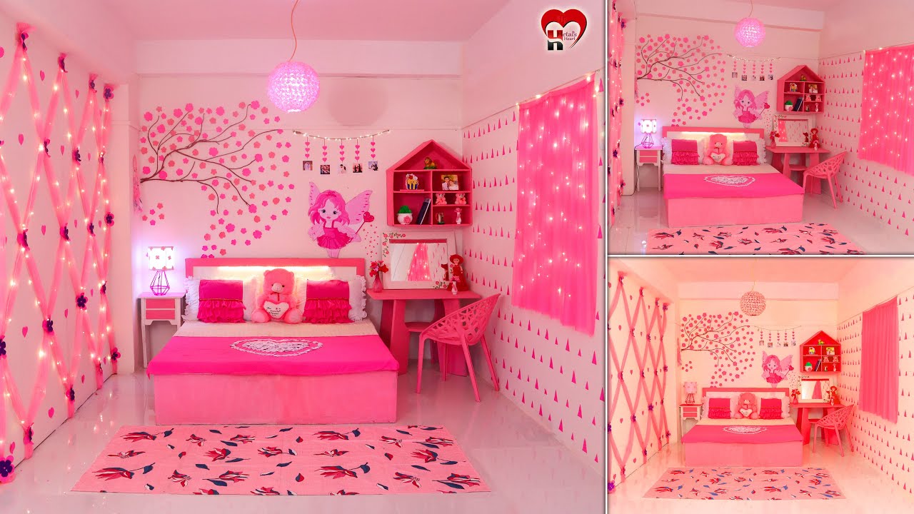 Pink bedroom transformation - hot room makeover #fun #girls #room