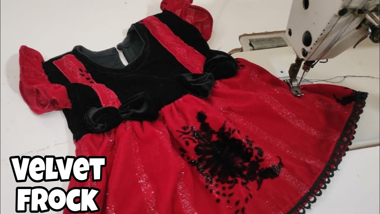 Readymade style velvet frock for baby girl cutting and stitching |Baby frock easy |stitching ideas