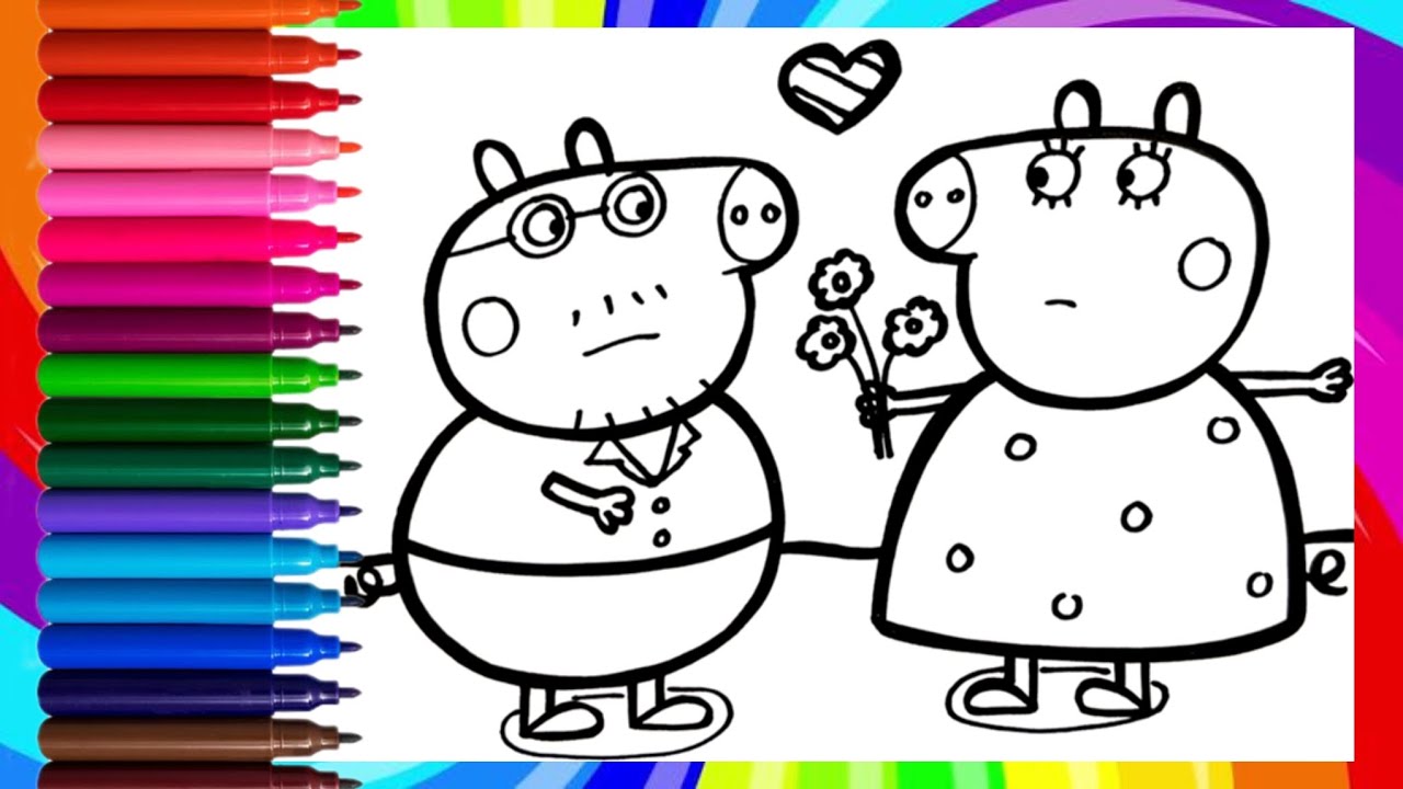 How To Draw Peppa Pig Family Easy | Draw Daddy Pig and Mummy Pig From Peppa Pig