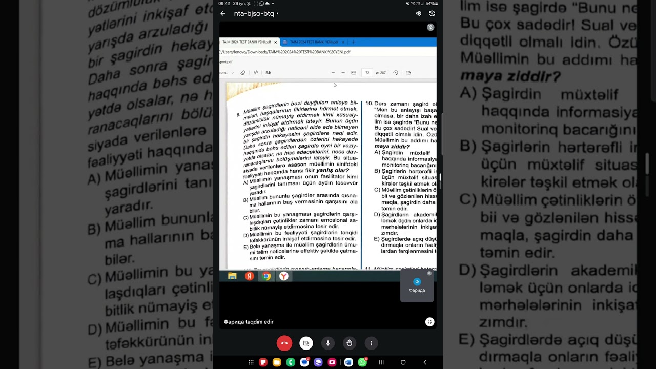 Situasiya 2 Taim test bankı 2024