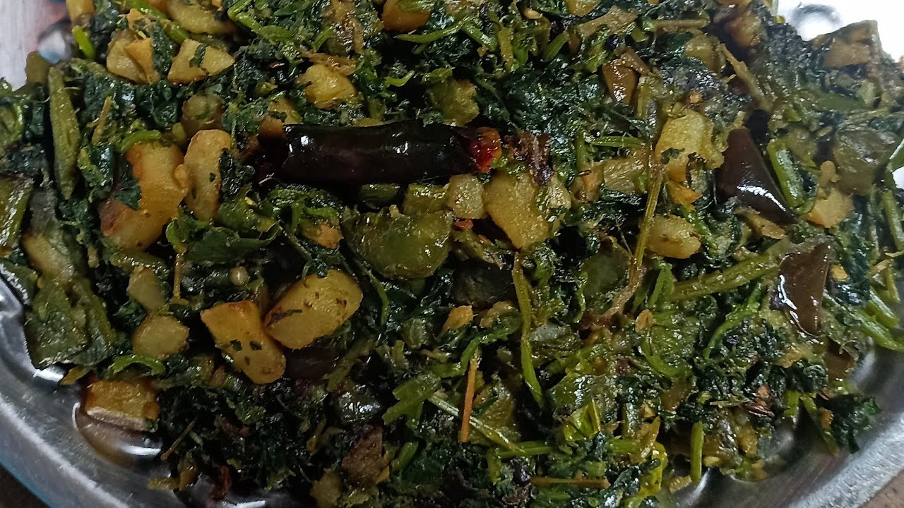 আলু বেগুন ও শিম দিয়ে বেতো শাক ভাজা 🥬🥬