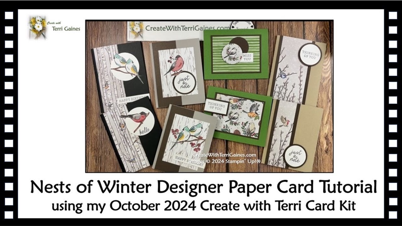 Nests of Winter Designer Paper Card Tutorial using my October 2024 Create with Terri Gaines Card Kit