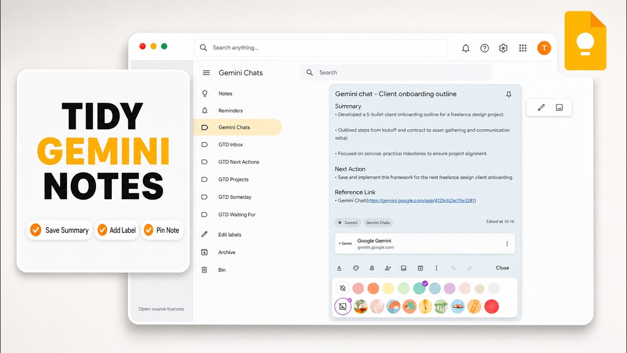 Как упорядочить чаты Gemini с помощью Google Keep (органайзер ИИ-чатов)