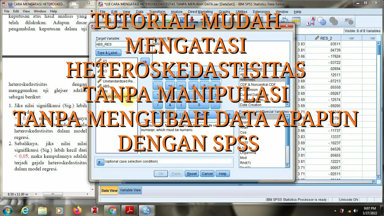 Tutorial Mudah Mengatasi Heteroskedastisitas Tanpa Manipulasi Data Tanpa Merubah Data Apapun