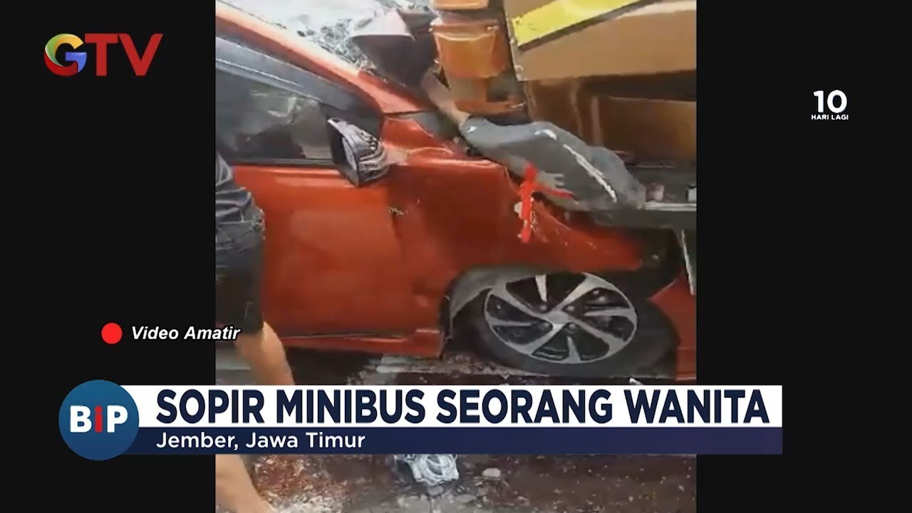 Tabrakan Minibus Vs Truk Terjadi di Jember, Sopir Minibus Terjepit Rangka Kabin - BIP 03/02