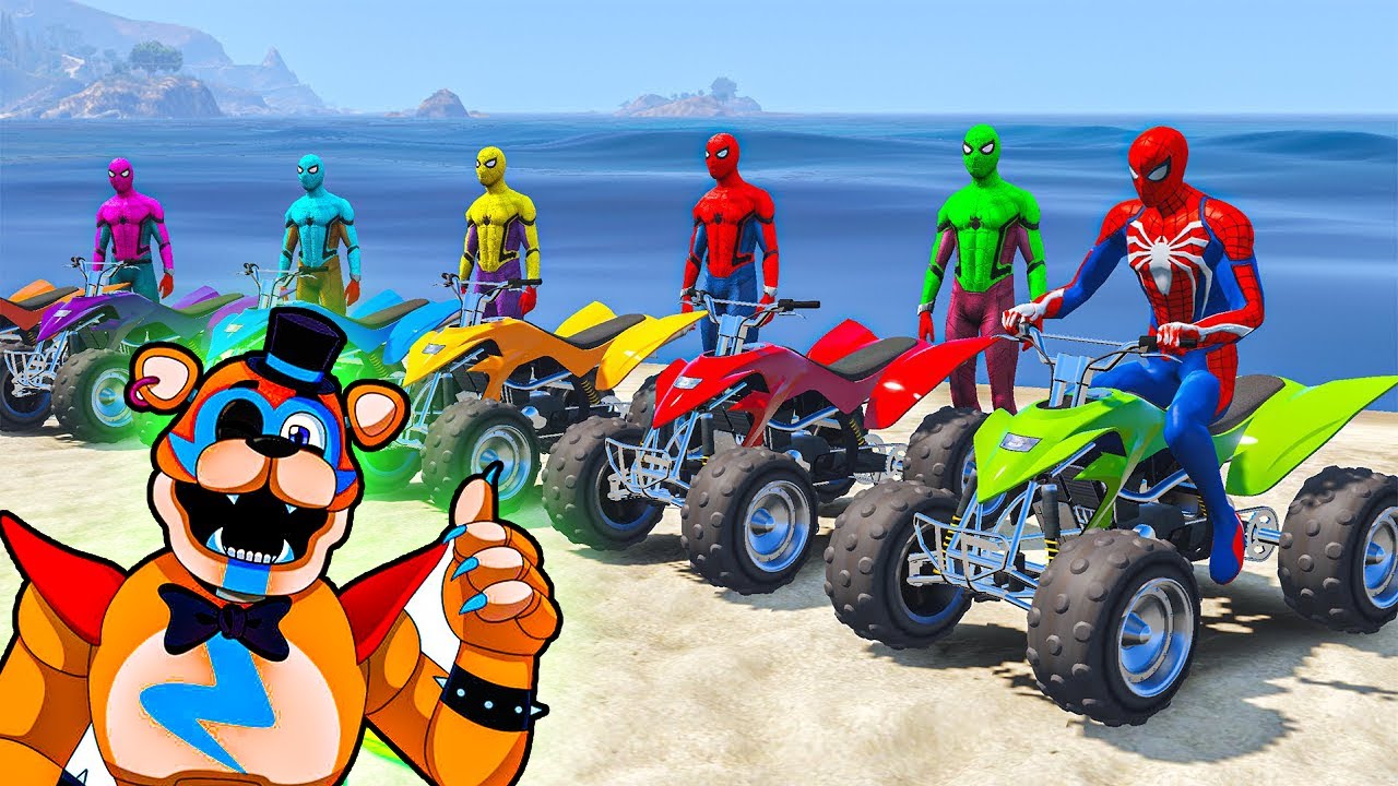 SPIDERMAN TEAM vs FNAF TEAM race challenge with STREET BLAZER Competition | GTA 5 MODS
