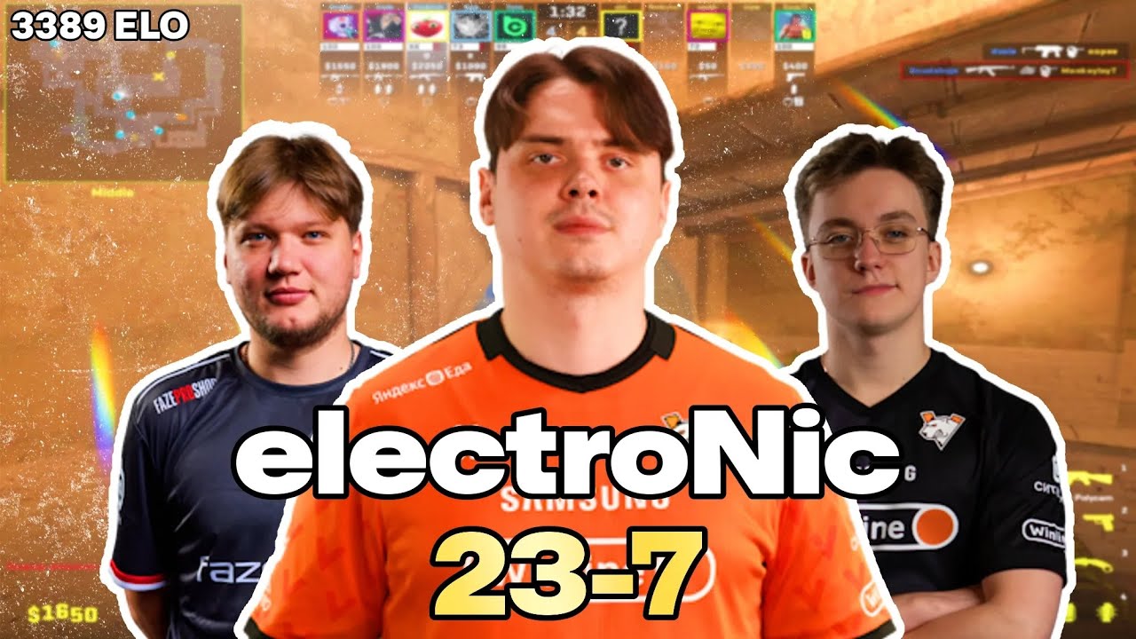 ELECTRONIC 23-7 w/s1mple/FL4MUS EU FACEIT POV (Mirage) | 3389 ELO