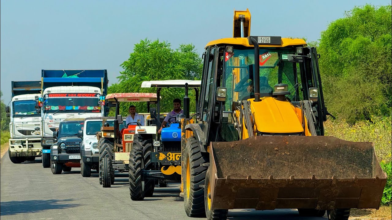 Jcb 3dx loading Mud in TATA Tippers Tractors Swaraj 855F New Holland 3630 4x4 Tractor New Thar Truck