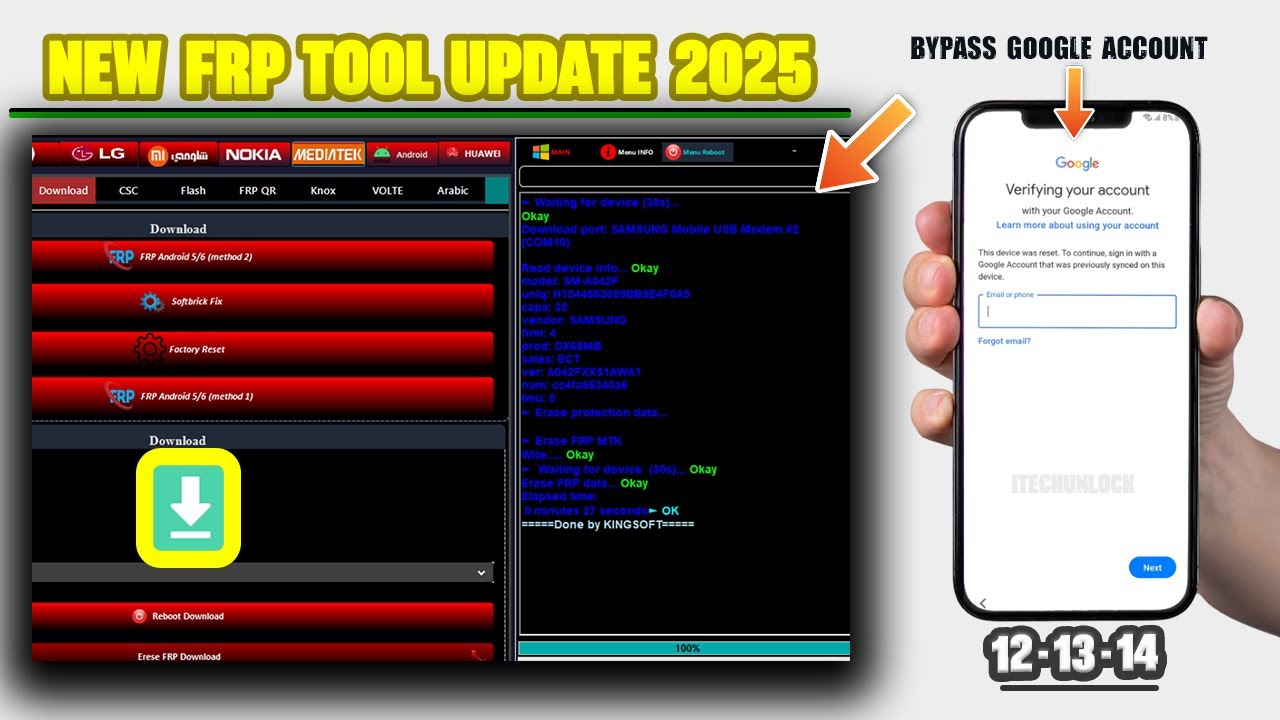 NEW ONE-Click✌️FRP Unlock🔓 SOFTWARE in 2025 | Google Account Bypass for Samsung Android 12,13,14