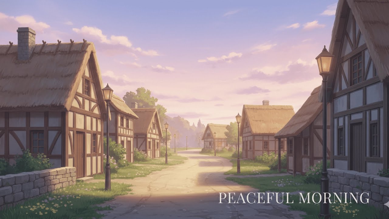 Peaceful Morning Village 🌅 Soft Anime Ambience | Relax • Focus • Study