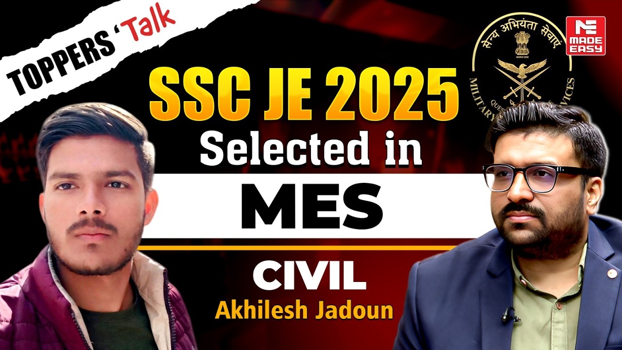 SSC JE 2025 Topper Strategy | Akhilesh Jadoun (MES) | 220 Marks in Mains | Akhilesh Mathur Sir