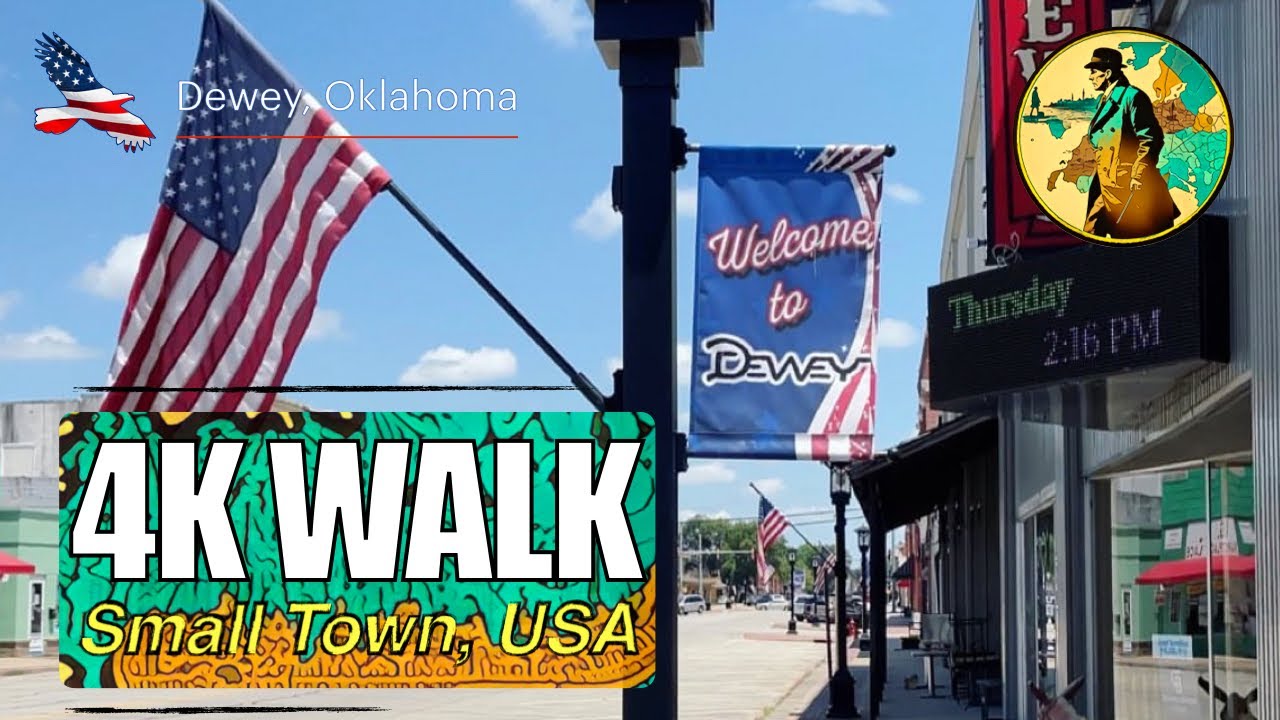 [4K] Walk through an American small town - Dewey, Oklahoma, USA 🇺🇸 - Summertime on Don Tyler Ave!