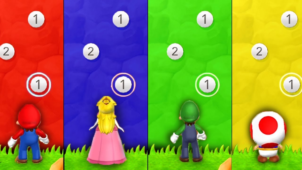 Mario Party 9 - Minigames - Mario vs Yoshi vs Peach vs Toad