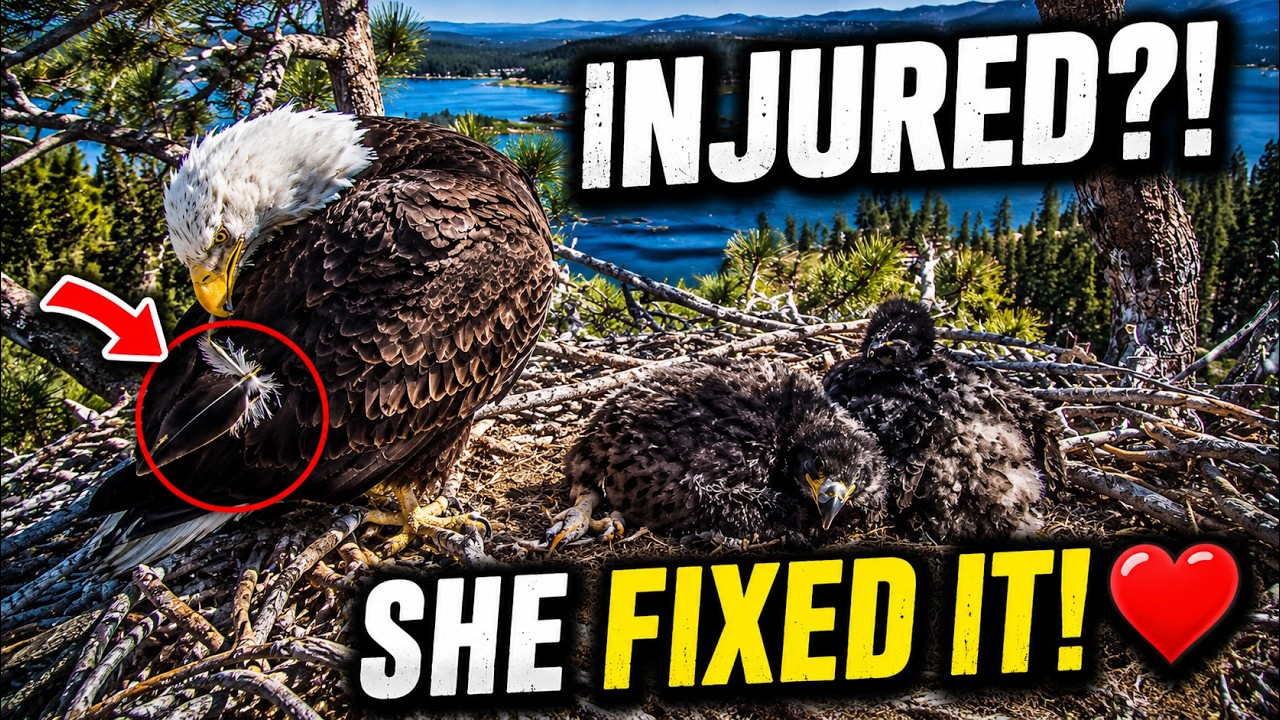 After Battle&hellip; JACKIE Notices His Wing 😢❤️ || Brave JACKIE 🔥Fixes So Fast & Take Cares of Eaglets🥺