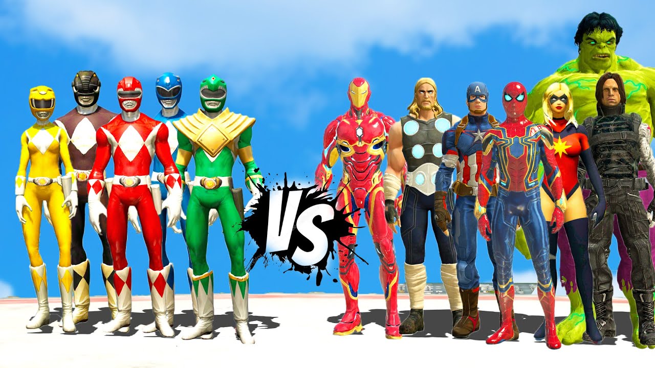 Power Rangers Army VS Superheroes Avengers - GTA 5 EPIC FIGHT