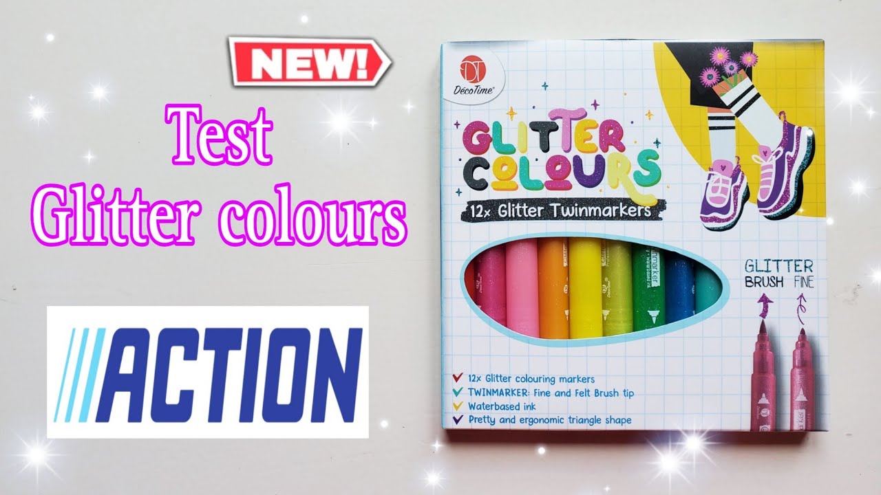 Nouveauté Action Glitter colours 12 glitter twinmarkers . loisirs créatifs