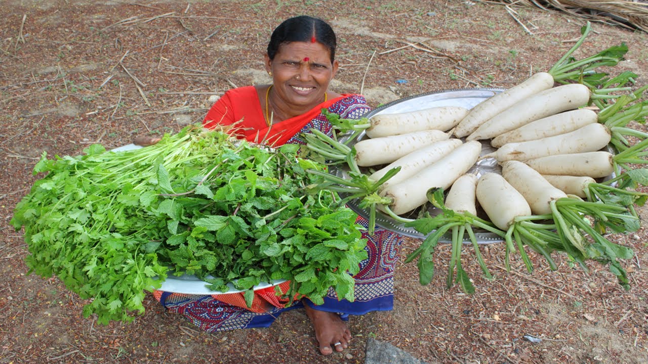 Radish chutney recipe prepared my mom | Radish recipe | Village cooking | Side dish recipes