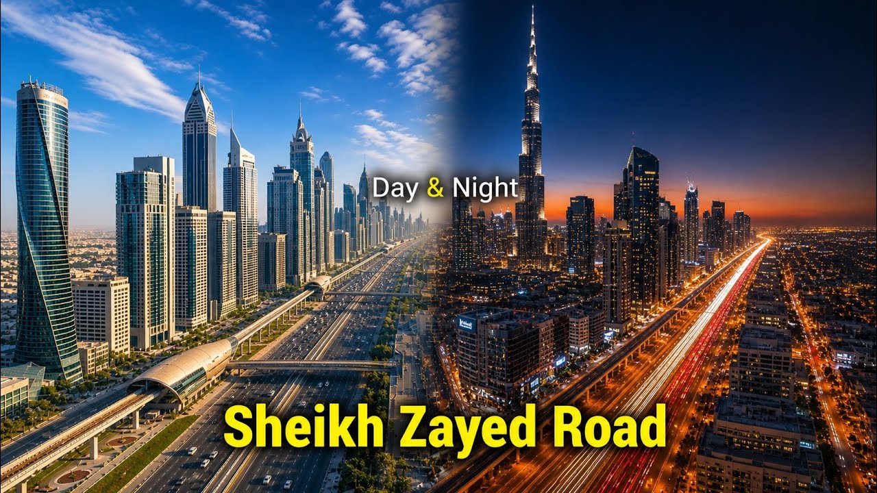 شارع الشيخ زايد من السماء | Sheikh Zayed Road Drone Footage Day & Night