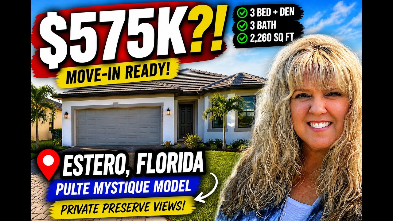 $575K Home in Estero Florida Pulte Mystique Model in Verdana Village 3 Bed + Den