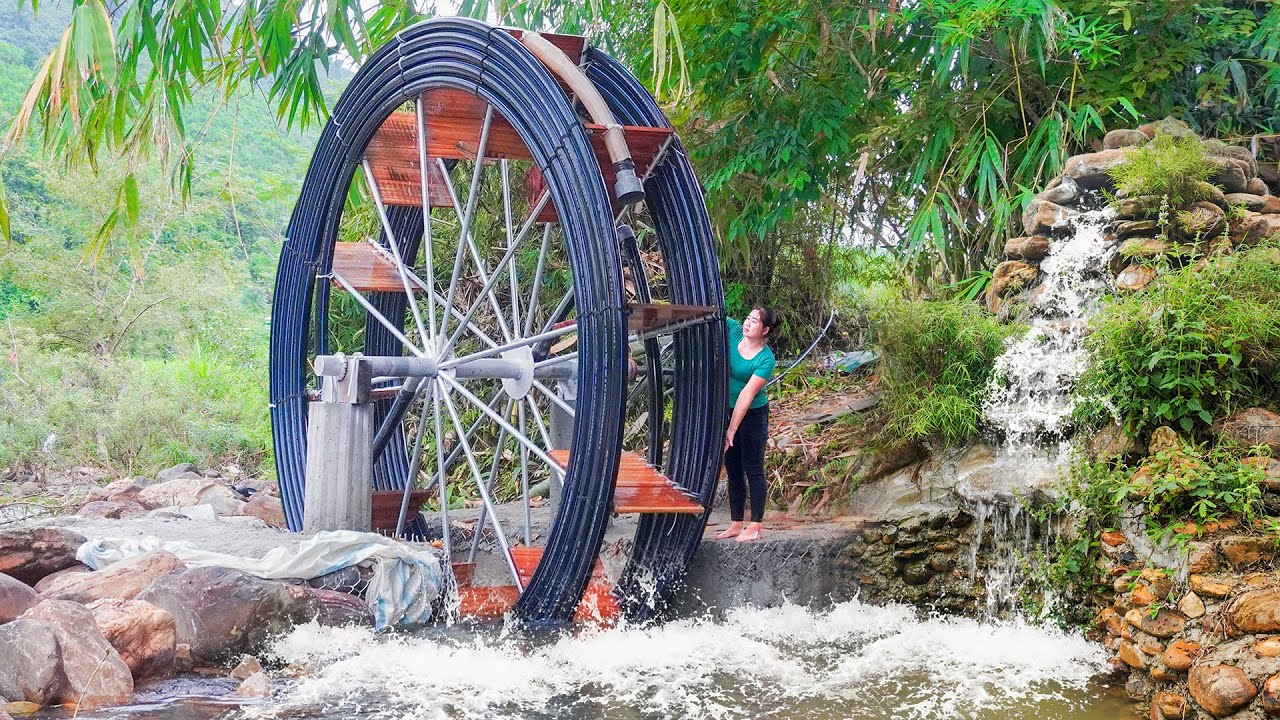 Completed Water Wheel System Project For Farm - The Amount Of Water Collected Exceeded Expectations