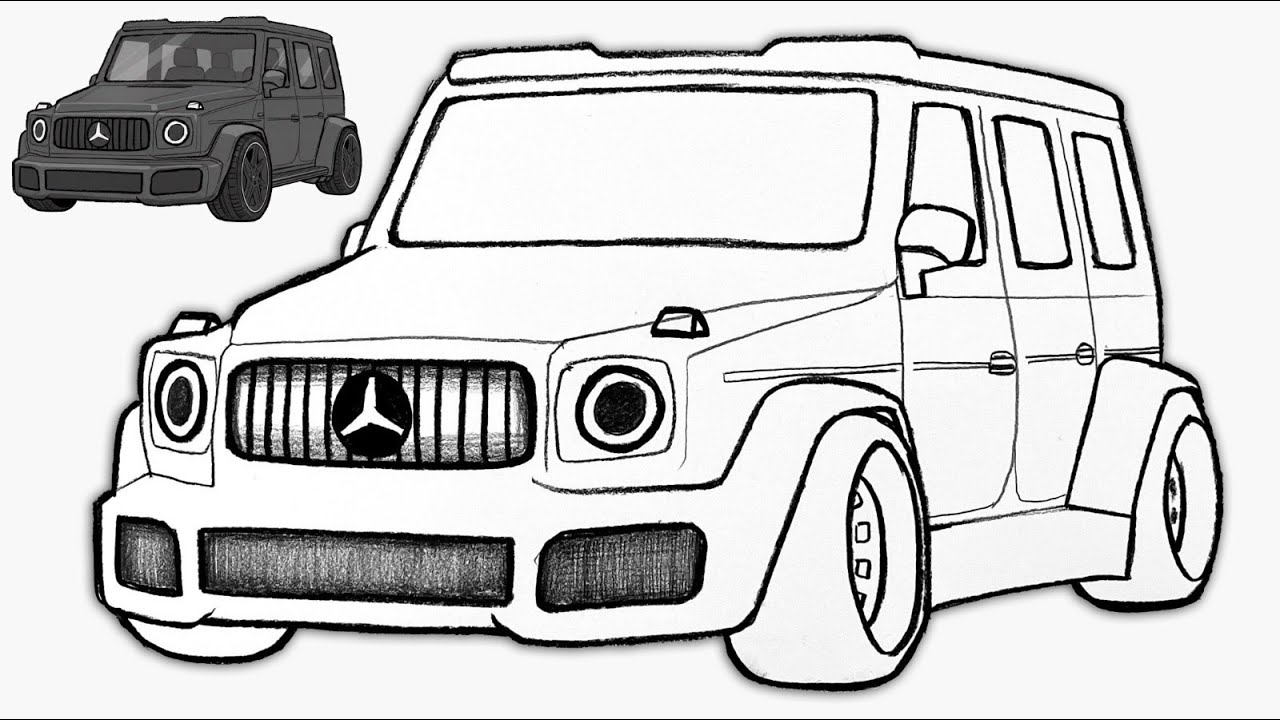 Mercedes G63 AMG Brabus Drawing Easy ✍️ Luxury G-Wagon SUV Pencil Sketch for Beginners