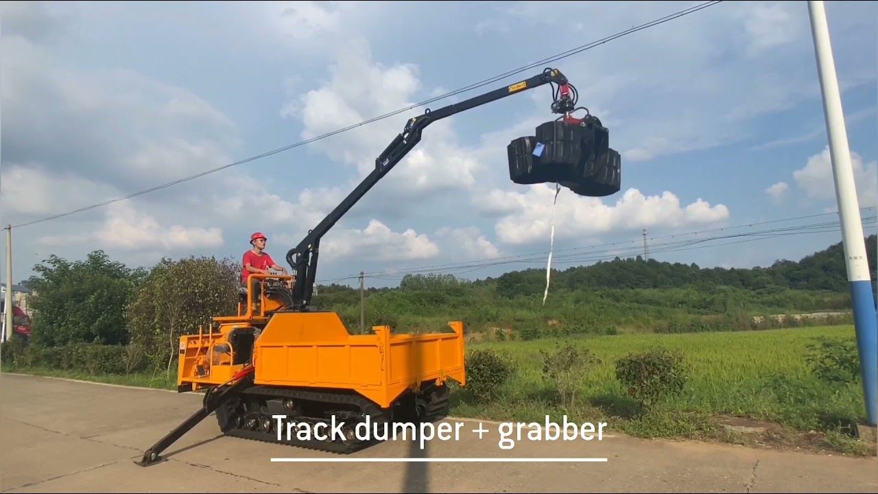 Real shot of track dumper working video, farm, hilly area, muddy road transportation
