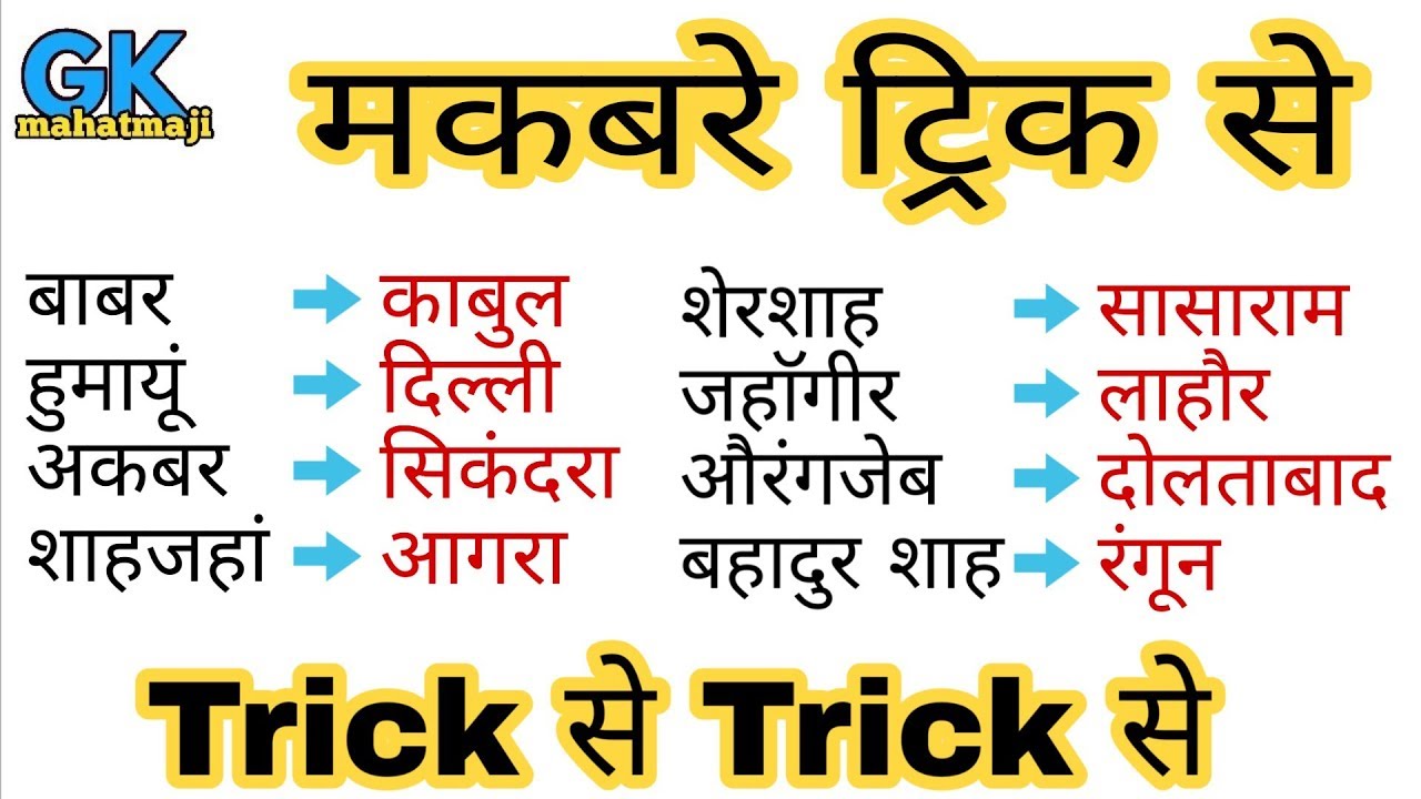 मकबरे 2 मिनट में याद | Gk Tricks | History GK trick | Gk for railway, SSC