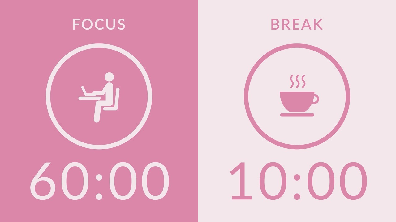 60/10 Pomodoro Timer with Pink Noise 🎧 3-Hour Study with Me for Deep Focus & ADHD ✨