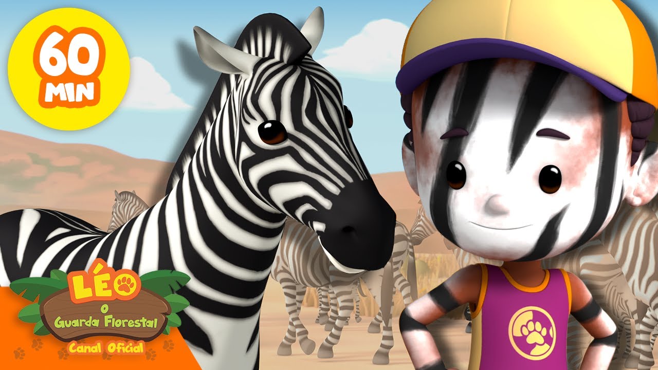 Vamos tentar pintura facial de animais com as zebras! 🖌️🦓 | Leo, O Guarda Florestal | Animação