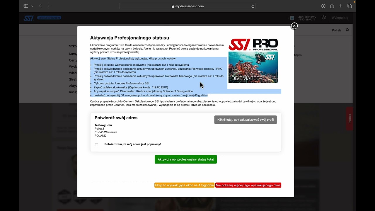 SSI Dive Guide / DG Pro / Divemaster - zmiany 2024