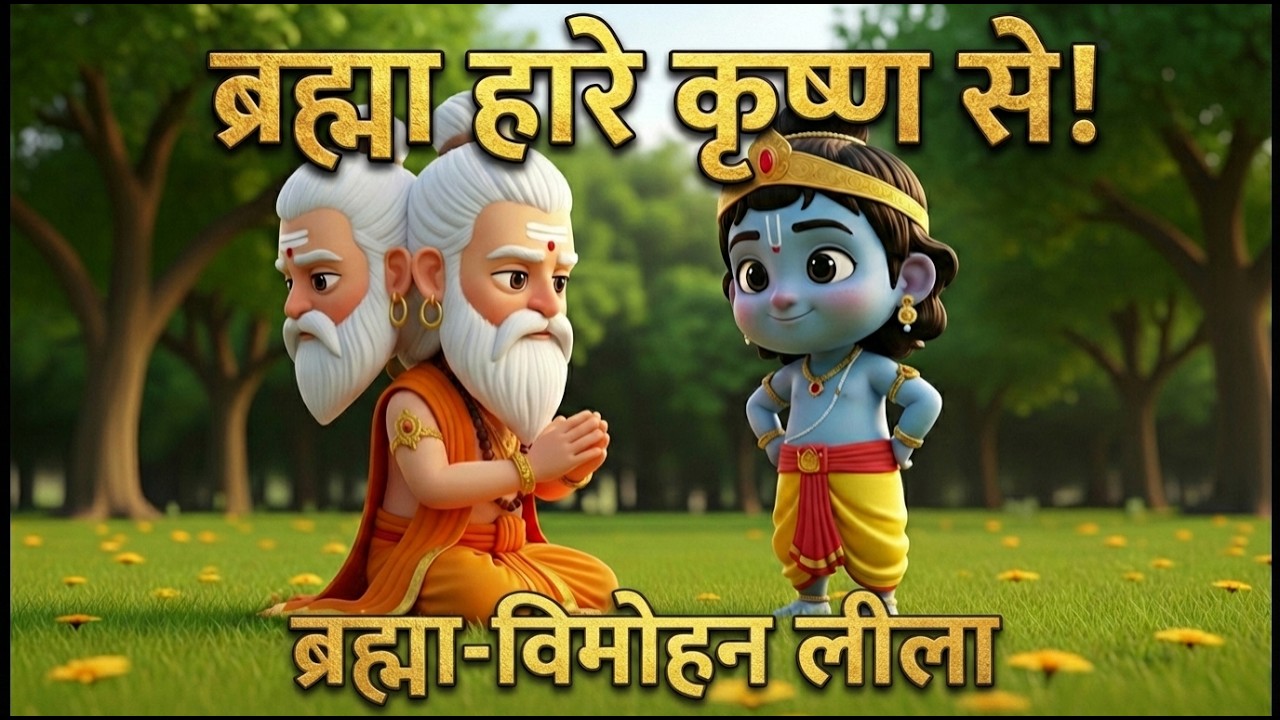 जब ब्रह्मा जी ने कृष्ण की परीक्षा ली और खुद भ्रमित हो गए! 😲 | ब्रह्मा विमोहन लीला | Krishna Story