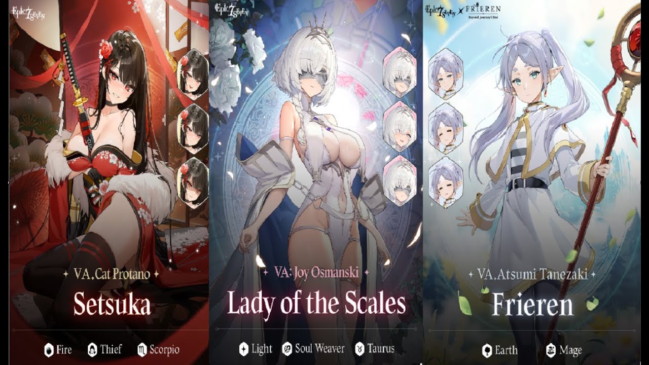 Epic Seven Showcase: Lady Of The Scales, Frieren and Setsuka