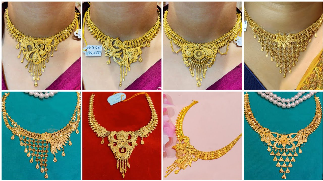 Latest 22k gold necklace design with weight and price