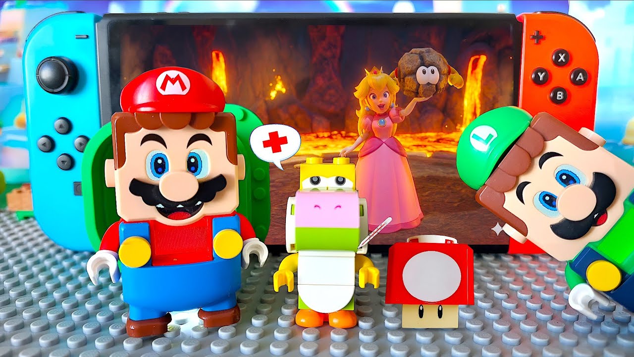 Yoshi is Sick 🤒 Lego Mario, Peach & Luigi Search for Mushrooms in Nintendo!  #legomario