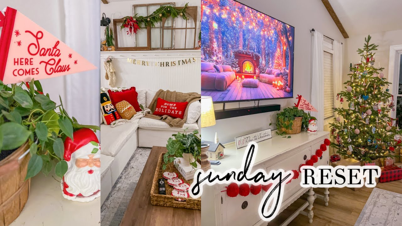 SUNDAY RESET // AFTER DARK RELAXING CHRISTMAS CLEAN WITH ME // CHARLOTTE GROVE FARMHOUSE