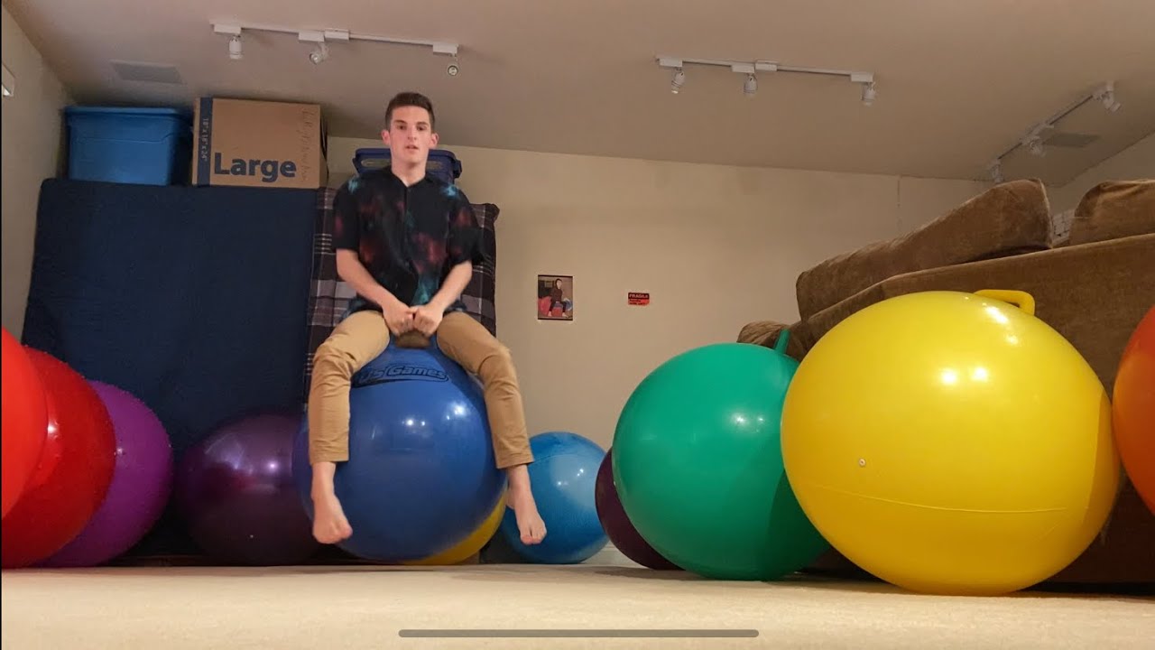 Me bouncing on the usgames 30inch rainbow of 6 set hopper balls (Birthday special)