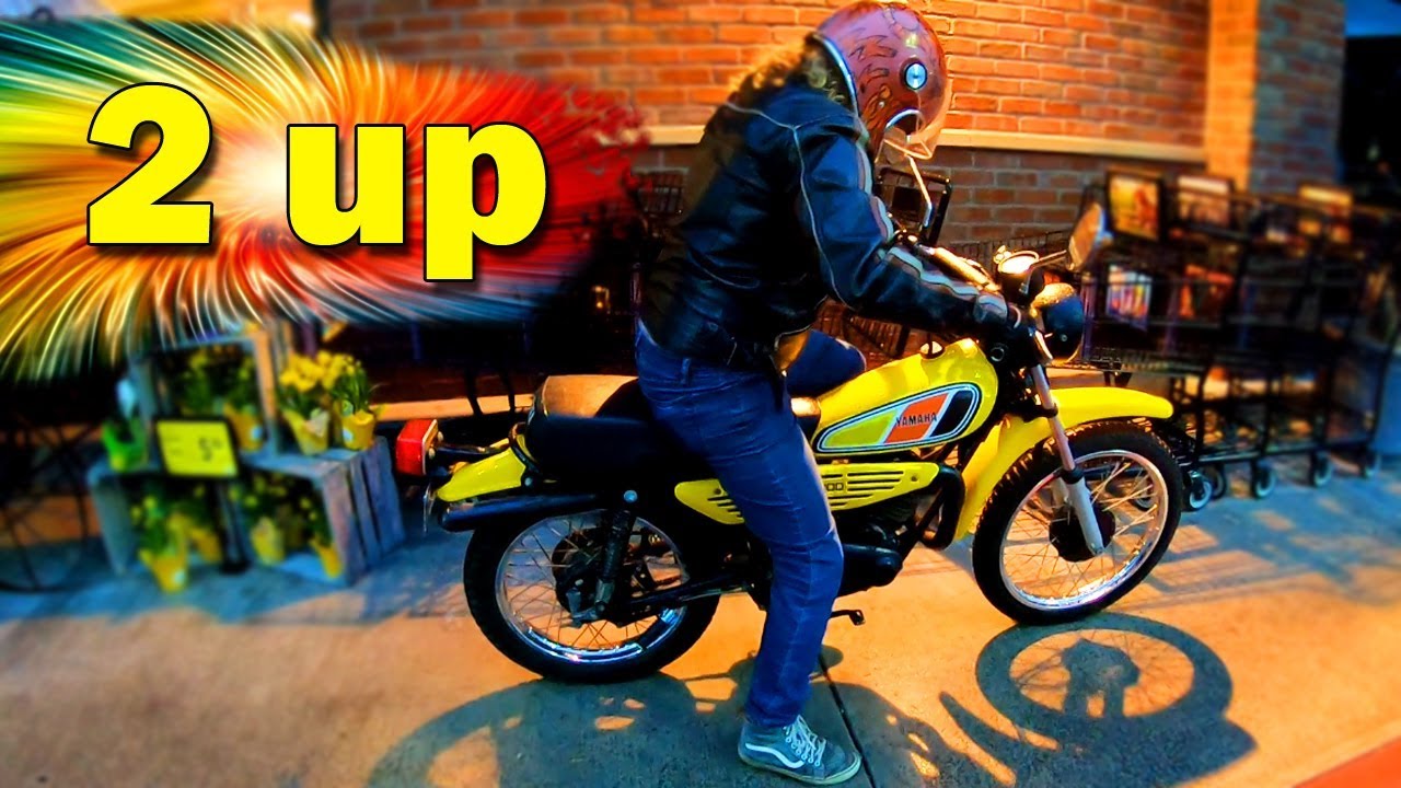 1977 Yamaha DT100 Vintage Enduro 2 Up Motorcycle Ride To Store 4K