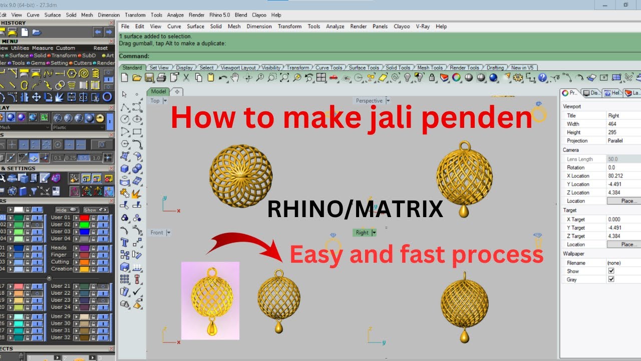 How to make a Jali penden | Jali penden | Easy and fast process | Rhino\Matrix@skjewellerycaddesign