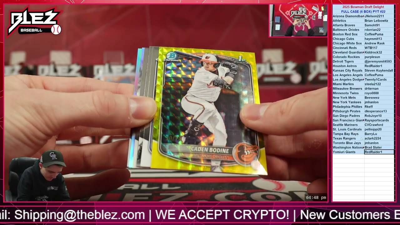 2025 Bowman Draft Delight FULL CASE BREAK #22 PICK YOUR TEAM