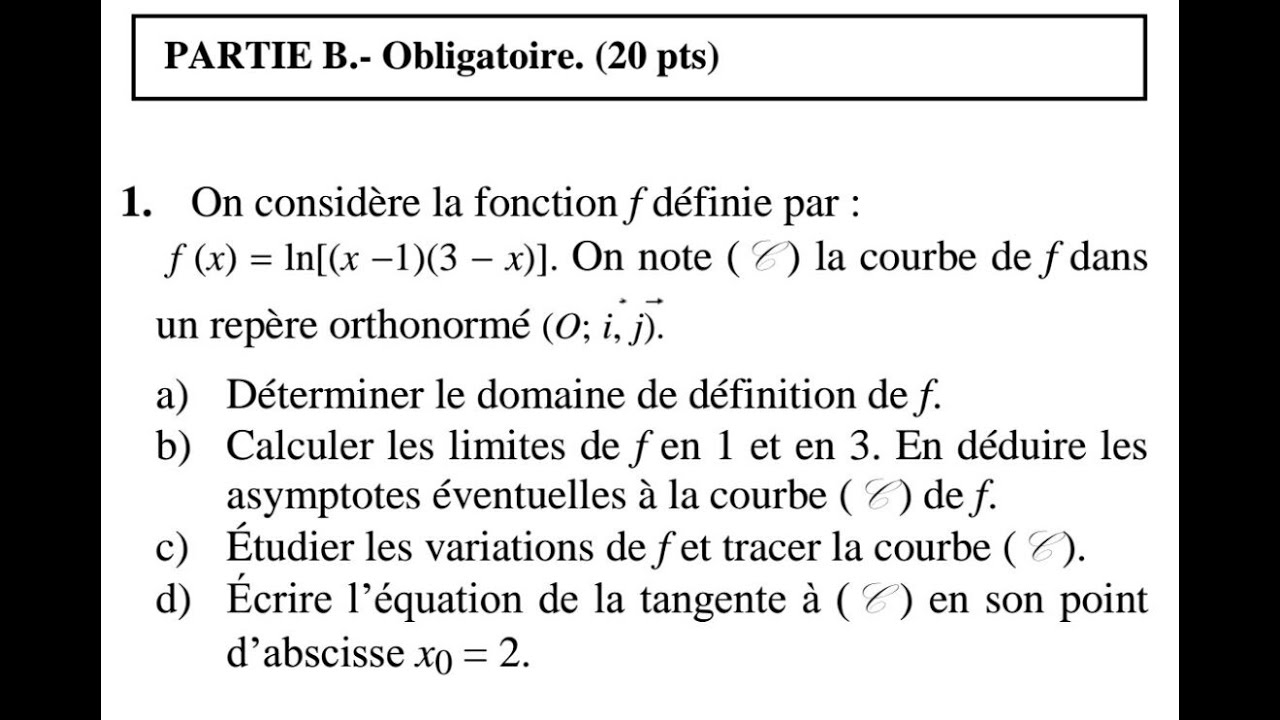 Analyse // bacc 2018 correction ,fonction logarithme