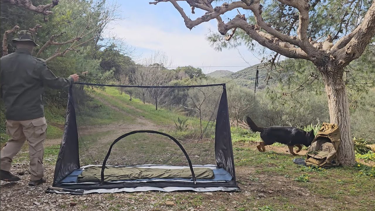 Bedroll including A-frame mesh.