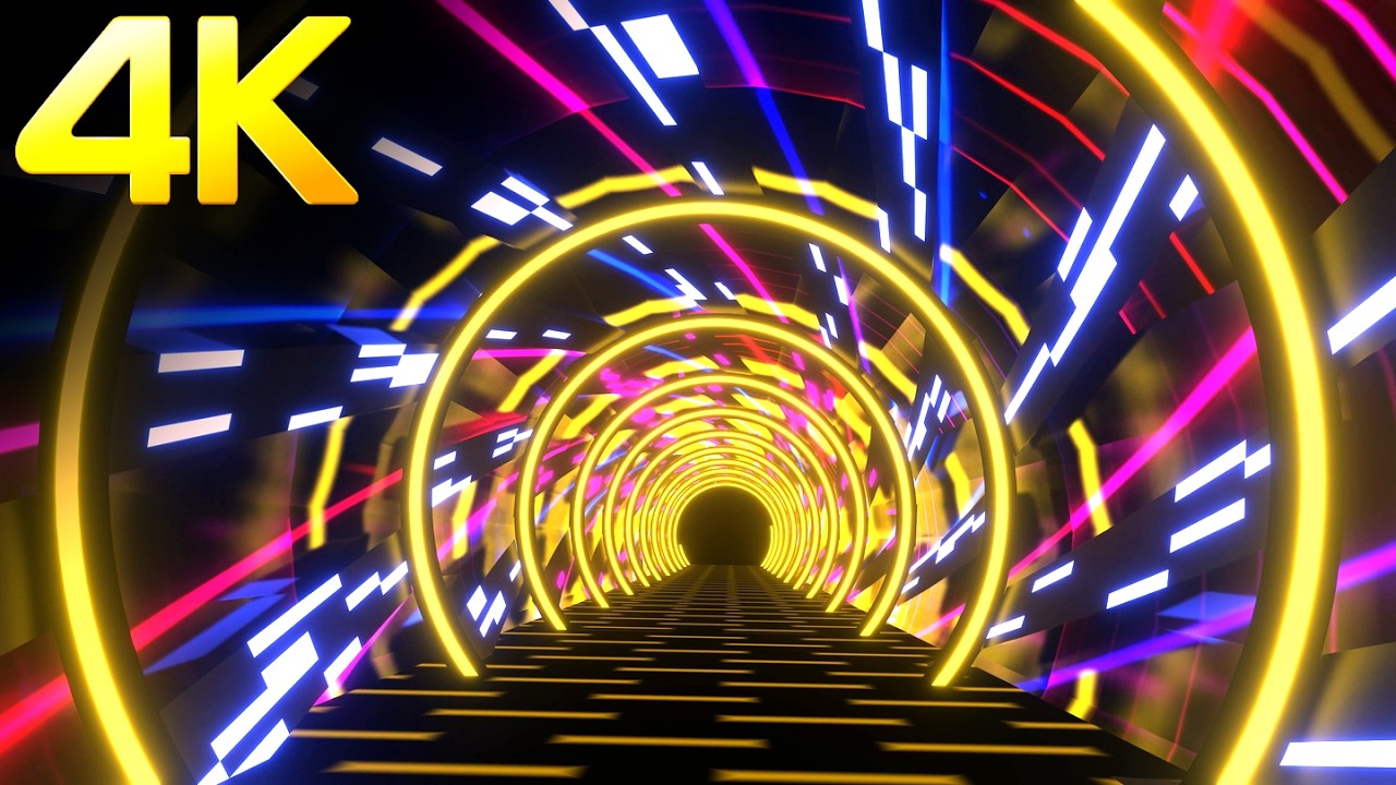 4k Neon Light tunnel VJ Loop | 6 Hours Fsat Moving Abstract Background | Relaxing 4k UHD - No sound
