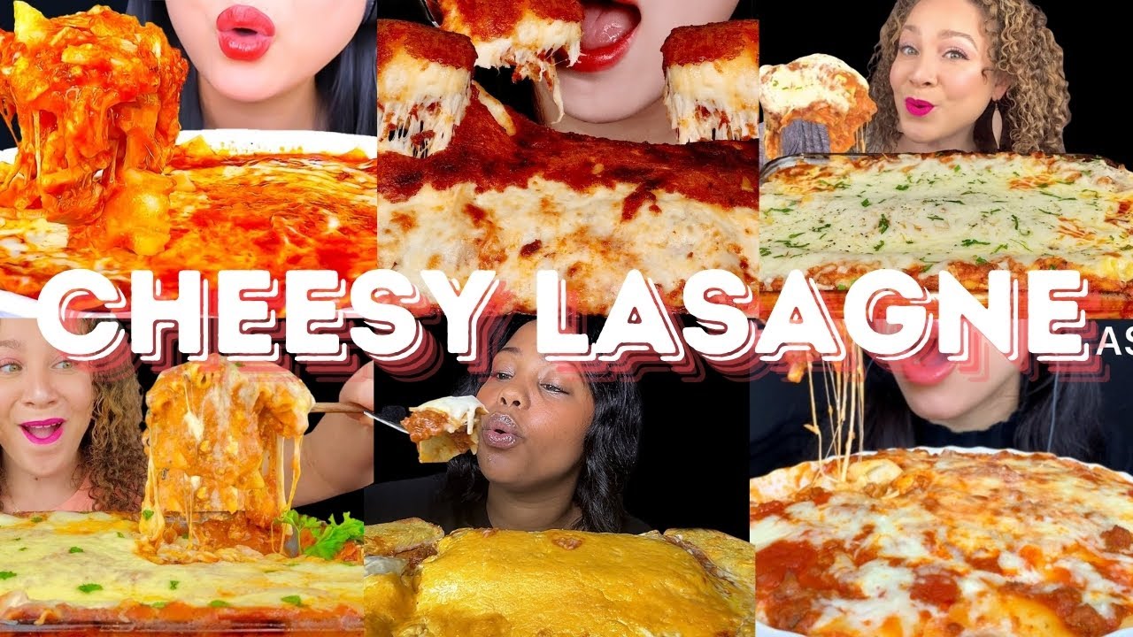 CHEESY LASAGNE MUKBANG *ASMR* COMPILATION | BITES & SWALLOWS | EATING SOUNDS