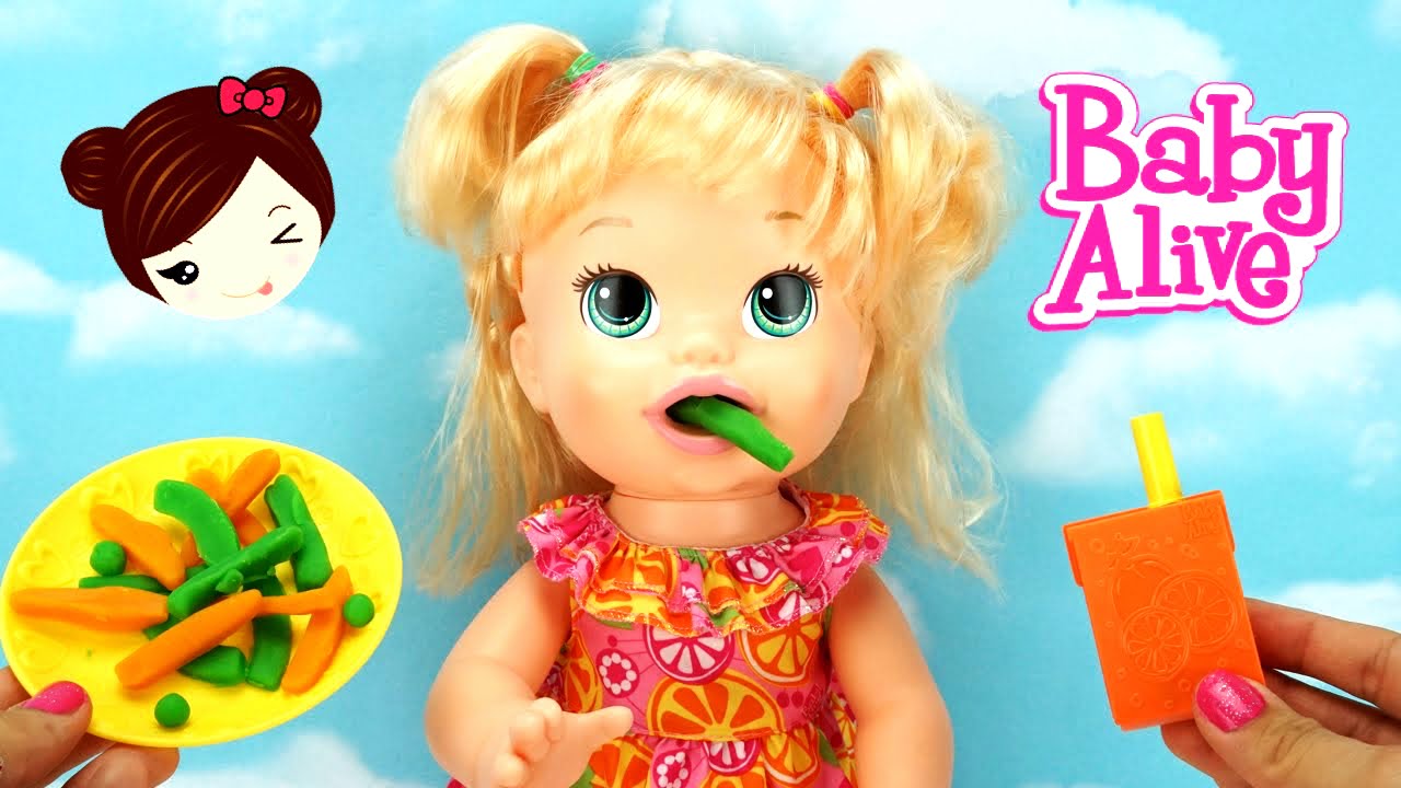 Bebe Alive Come Papilla de PLAY DOH - Sara Comiditas Divertidas Muñeca Baby